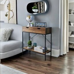 Rackhams Console Table with 2 Drawers and Wooden Shelf - thumbnail 4