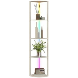 Rackhams RGB LED Floor Lamp with Shelves and Remote Control for Living Room - Oak - thumbnail 2