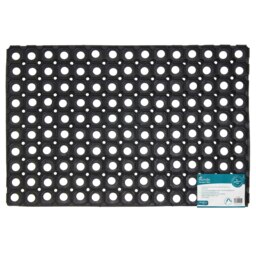 Rackhams Rondo Rubber Ring Heavy Duty Outdoor Entrance Doormat 40x60cm - 1 - Black - thumbnail 1