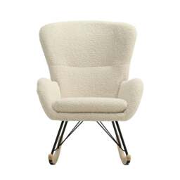 Rackhams Modern Faux Wool Rocking Chair Upholstered Beige - Beige - thumbnail 4