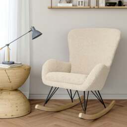 Rackhams Modern Faux Wool Rocking Chair Upholstered Beige - Beige