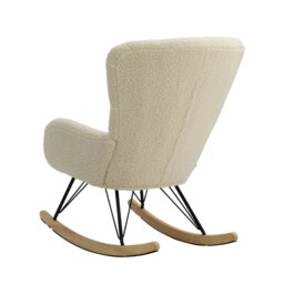 Rackhams Modern Faux Wool Rocking Chair Upholstered Beige - Beige - thumbnail 6
