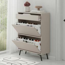 Rackhams Modern Asta Shoe Cabinet 2 Storage Doors for Shoes and Drawer for Accessory Organizer - Anthracite Grey - thumbnail 2