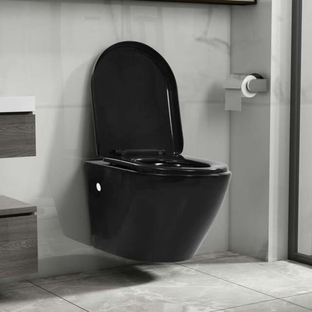 Rackhams Wall Hung Rimless Toilet Ceramic Black