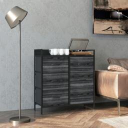 Rackhams Bedroom Chest of Drawers 6 Drawer Dresser w/ Shelf, Black - Black - thumbnail 1