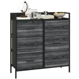 Rackhams Bedroom Chest of Drawers 6 Drawer Dresser w/ Shelf, Black - Black - thumbnail 2