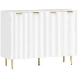 Rackhams Sideboard Buffet Cabinet, Modern Kitchen Storage Cabinet with 4 Doors and Adjustable Shelves, Living Room Cabinet with Metal Legs for Hallway, White - White