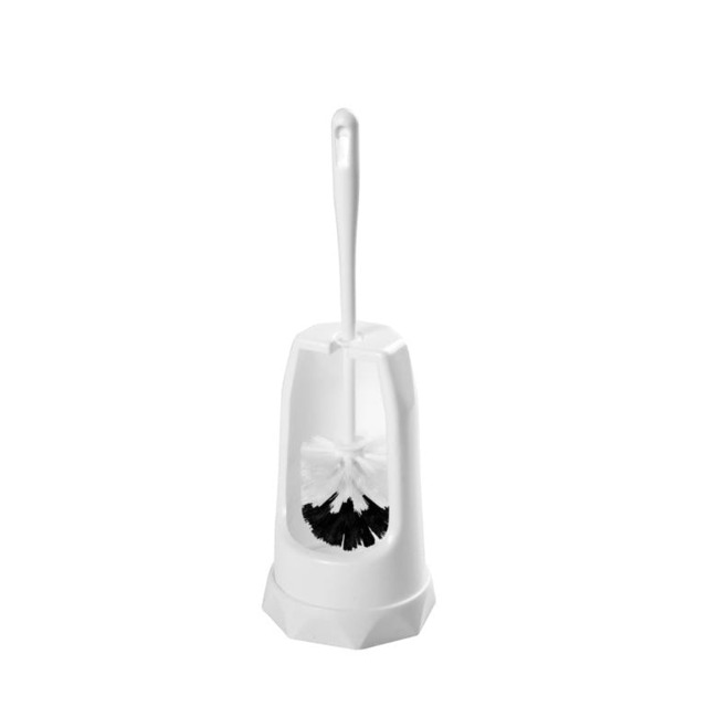 Rackhams Semi Enclosed Toilet Brush & Holder - White - One Size - White - 100% Plastic