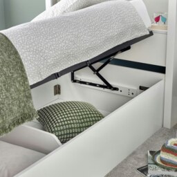 Rackhams Oscar White Wooden Bookcase Ottoman Storage Bed Single - Single - thumbnail 6