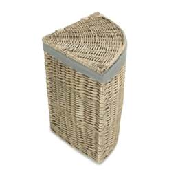 Rackhams Large Antique Wash Corner Linen Basket with Grey Sage Lining - thumbnail 3