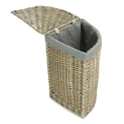 Rackhams Large Antique Wash Corner Linen Basket with Grey Sage Lining - thumbnail 2