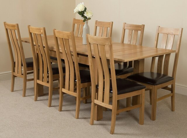 Rackhams Richmond Medium Oak Extendable Dining Table with Princeton Oak Chairs - Natural Oak - 8 chairs - image 1