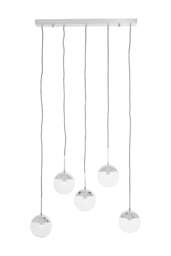 Rackhams Industrial Chrome 5 Pendant Light, Adjustable Globe Pendant Ceiling Light for Dining Table, Hanging Light - thumbnail 2