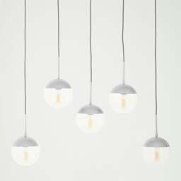 Rackhams Industrial Chrome 5 Pendant Light, Adjustable Globe Pendant Ceiling Light for Dining Table, Hanging Light - thumbnail 1