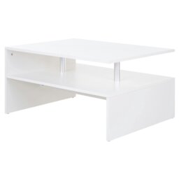 Rackhams 2 Tier Coffee/End Table Modern Design w/Open Shelf Living Room White - White - thumbnail 2