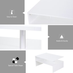 Rackhams 2 Tier Coffee/End Table Modern Design w/Open Shelf Living Room White - White - thumbnail 3