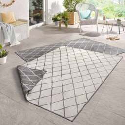 Rackhams Reversible Indoor-Outdoor Geometric Flatweave Rug - 80X150 cm - thumbnail 5