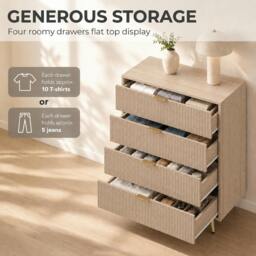 Rackhams Bedroom Chest of Drawers with 4 Drawers and Gold-Tone Handles Natural - thumbnail 5