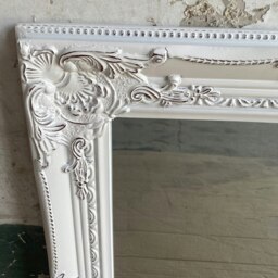 Rackhams Provence Small Distressed White Rectangle Wall Mirror 42cm x 53cm - Silver - thumbnail 2