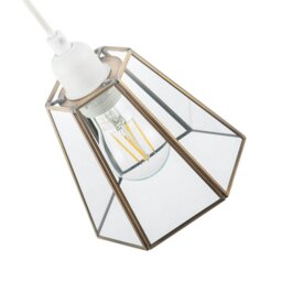 Rackhams Industrial Lantern Pendant Shade in Antique Brass with Clear Glass - thumbnail 3