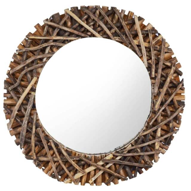 Rackhams Wall Mirror 60 cm Teak Round