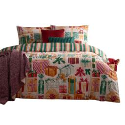 Rackhams All Wrapped Up Reversible Printed Duvet Cover Set - Emerald/Red - Double - Emerald/Red - 100% Polyester