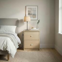 Rackhams Freya 2-Drawer Bedside Cabinet - Smoke Oak effect