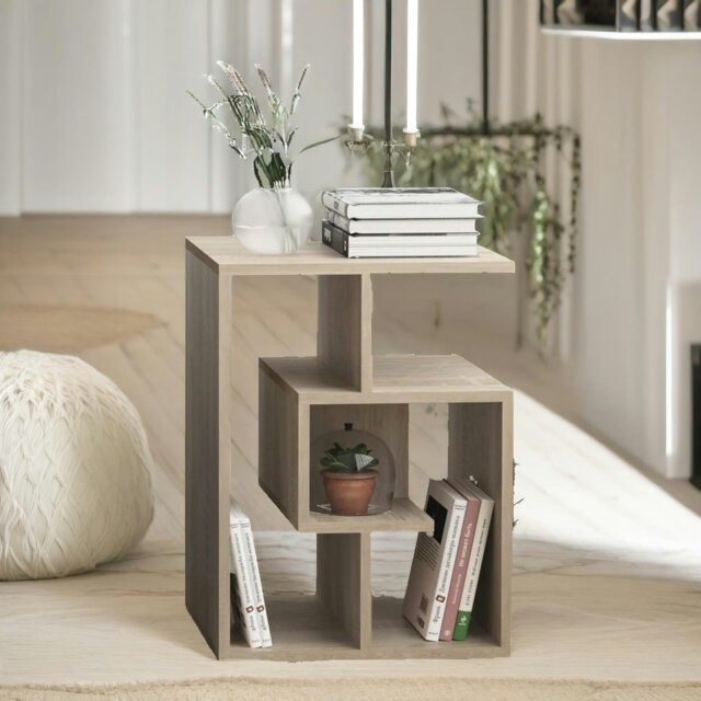 Rackhams 3 Tier Side Table With Open Shelves Oak - image 1