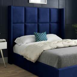 Rackhams Quanta Straight Winged Upholstered Soft Velvet Bed Frame - Blue - Pink - Small single - thumbnail 3