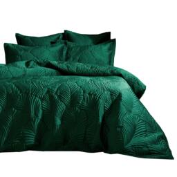 Rackhams Palmeria Velvet Quilted Duvet Cover Set - Emerald Green - King - Emerald Green - 50% Polyester/50% Cotton