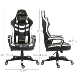 Rackhams Racing Gaming Chair w/ Lumbar Support, Gamer Office Chair, Black White - Grey - thumbnail 6