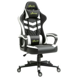 Rackhams Racing Gaming Chair w/ Lumbar Support, Gamer Office Chair, Black White - Grey - thumbnail 3