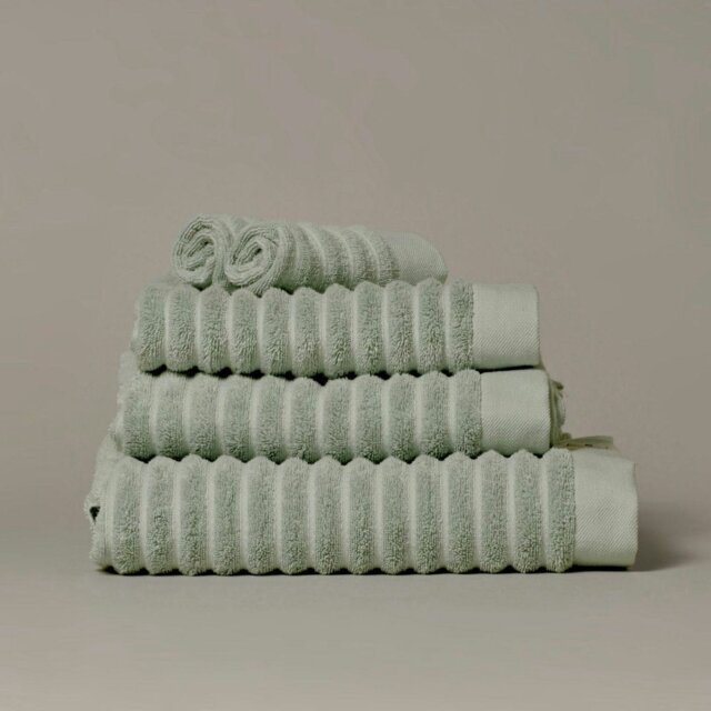 Rackhams Ribbed Organic Cotton Towels - 2 x Bath Towels - Sage Green - image 1