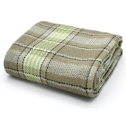 Rackhams Bourbon Check Cotton Tassel Throw - 228cm x 254cm - Yellow - thumbnail 2
