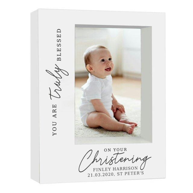 Rackhams Personalised 'Truly Blessed' Christening 5x7 Box Photo Frame - image 1