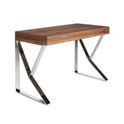 Rackhams Walnut and chrome-plated steel desk 3015 - thumbnail 1