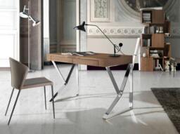 Rackhams Walnut and chrome-plated steel desk 3015 - thumbnail 3
