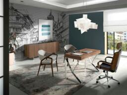Rackhams Walnut and chrome-plated steel desk 3015 - thumbnail 4