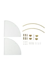 Rackhams 2Pcs Bathroom Glass Corner Shelf Wall Mounted Storage Rack - Gold - thumbnail 6