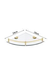 Rackhams 2Pcs Bathroom Glass Corner Shelf Wall Mounted Storage Rack - Gold - thumbnail 3