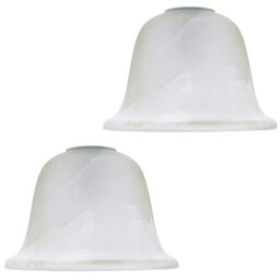 Rackhams Pair of White Alabaster Glass Shades with Traditional Shape for E14 and E27