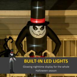 Rackhams Giant 10ft Halloween Inflatables Tall Ghost with Hat, Build-in LEDs Blow Up Scary Outdoor Decorations, for Party Yard Garden Lawn Decoration - thumbnail 4