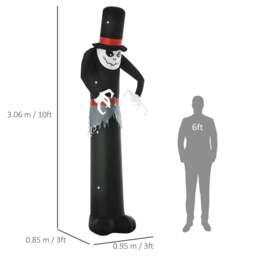 Rackhams Giant 10ft Halloween Inflatables Tall Ghost with Hat, Build-in LEDs Blow Up Scary Outdoor Decorations, for Party Yard Garden Lawn Decoration - thumbnail 2