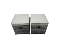 Rackhams Garden Outdoor Rattan Furniture Set Rattan Love Sofa 3 Seater Sofa with 2 Small Stools 2 Side Tables Dark Grey Mixed - thumbnail 6