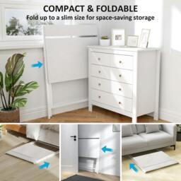 Rackhams 81.5 cm Folding Computer Desk for Small Spaces Bedroom, White - thumbnail 4