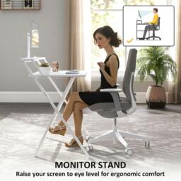 Rackhams 81.5 cm Folding Computer Desk for Small Spaces Bedroom, White - thumbnail 5