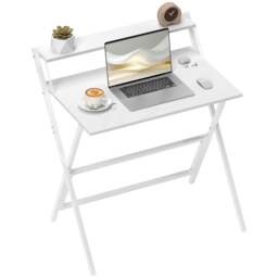 Rackhams 81.5 cm Folding Computer Desk for Small Spaces Bedroom, White - thumbnail 2