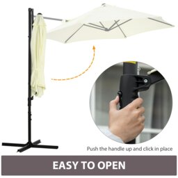 Rackhams 2.5M Garden Cantilever Parasol, Offset Roma Patio Umbrella Hanging Sun Shade Canopy Shelter with 360° Rotation and Cross Base, Beige - Orange - Φ256 x 245H cm - thumbnail 4