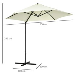 Rackhams 2.5M Garden Cantilever Parasol, Offset Roma Patio Umbrella Hanging Sun Shade Canopy Shelter with 360° Rotation and Cross Base, Beige - Orange - Φ256 x 245H cm - thumbnail 6