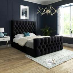 Rackhams Novara Upholstered Soft Velvet Bed Frame - Black - Black - Super king - thumbnail 1